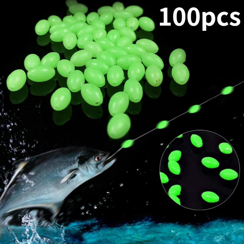 Fishing Equipment On Sale - 100 ชิ้น/ล็อตรูปไข่ Night Luminous ลูกปัดตกปลาเรืองแสงตกปลาทะเลเหยื่อล่อลอยลูกปัดตกปลาเครื่องมือสําหรับ RIG