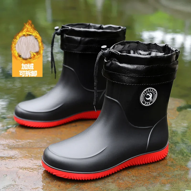 Fishing Equipment Basic - รองเท้ากันฝนสำหรับฤดูหนาว อุปกรณ์ตกปลา รองเท้ากันฝนสำหรับผู้ชาย รองเท้ากันฝนน้ำหนักเบา กันลื่น สำหรับการเดินป่า