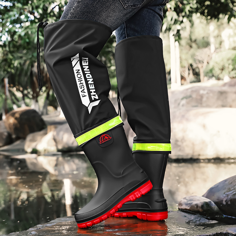 Fishing Equipment Basic - รองเท้ากันฝนสำหรับฤดูหนาว อุปกรณ์ตกปลา รองเท้าตกปลาสำหรับกิจกรรมกลางแจ้งสไตล์คู่รัก รองเท้ากันฝนแฟชั่นสำหรับผู้ชาย
