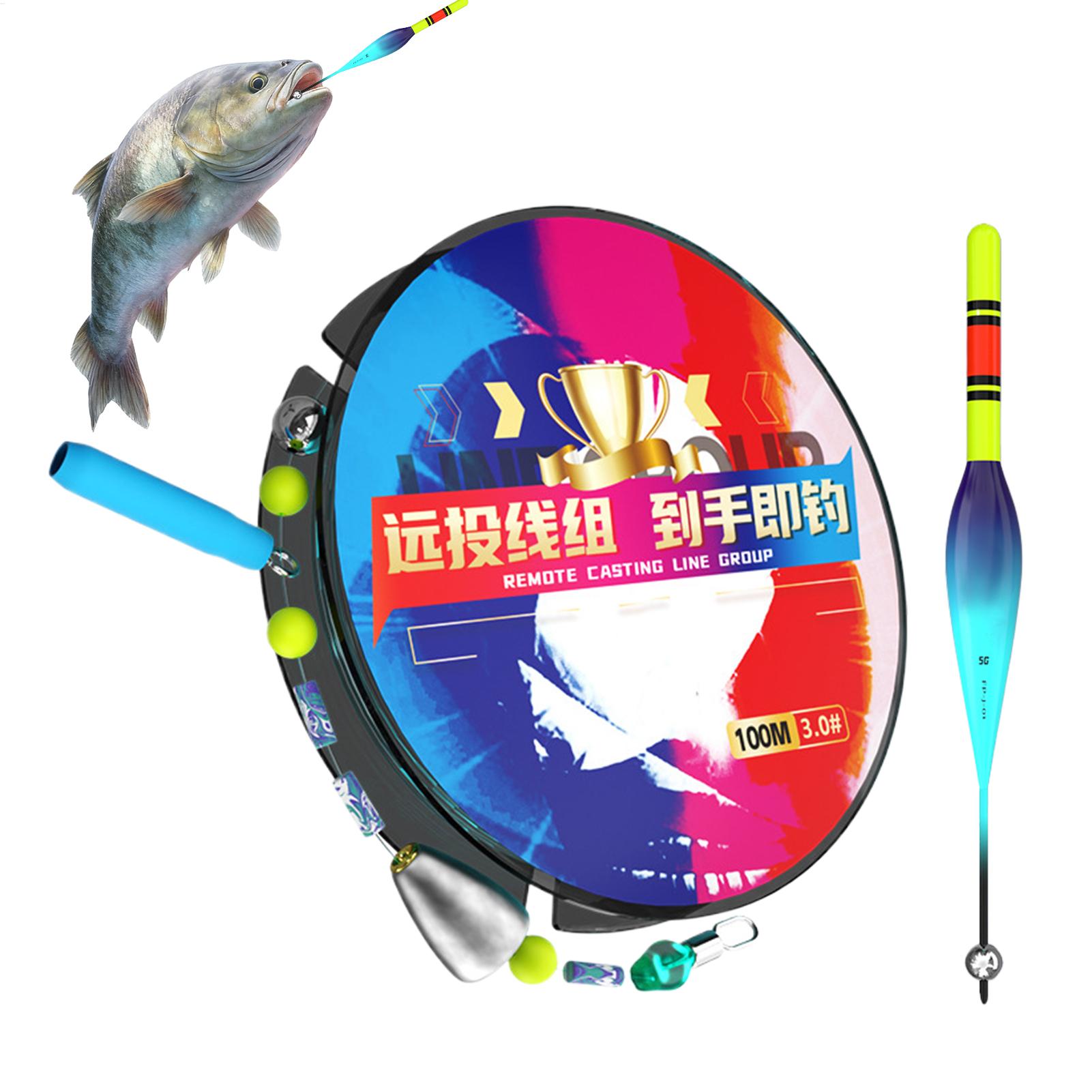 Fishing Bobber Float - ชุดอุปกรณ์ตกปลาแบบอัตโนมัติพร้อมสายยาว 100 เมตร ความไวสูง ไฟกระพริบแจ้งเตือนการกัดปลา ใช้ได้ทั้งกลางวันและกลางคืน