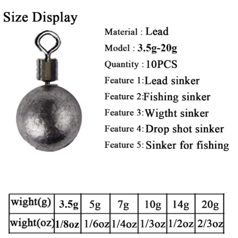ตะกั่วตกปลาทรงกลม 10 ชิ้น ขนาด - Fishing Equipment On Sale บทวิจารณ์และราคา