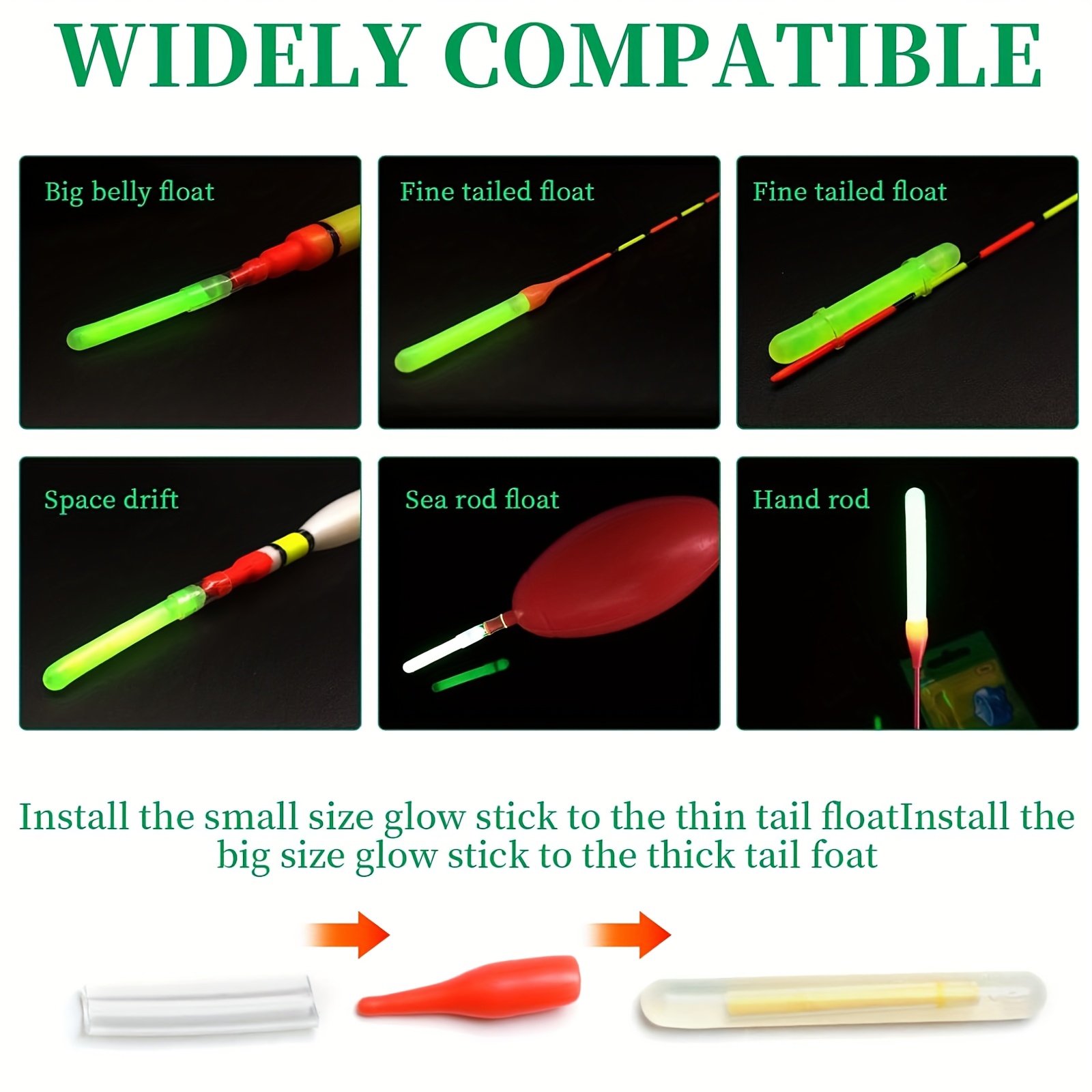 100PCS ตกปลา GLOW Sticks ชุด,R - Fishing Bobber Float บทวิจารณ์และราคา